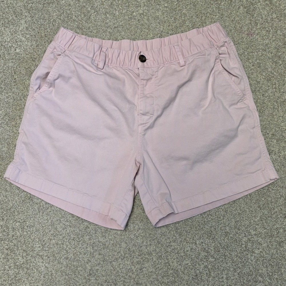 Bearbottom Men's Pink Chino Shorts L 5.5" Inseam Elastic Waist Pockets Casual